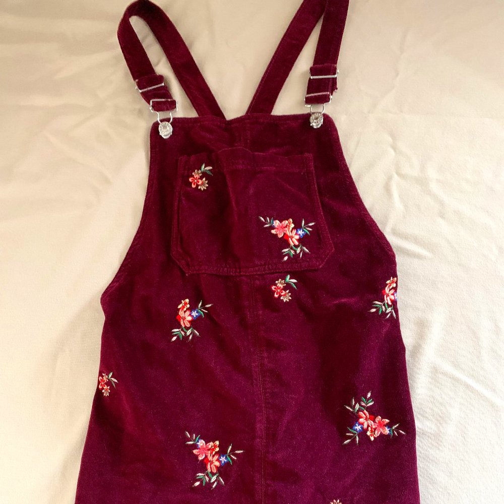 TOPSHOP Burgundy Velvet Floral Moto Dress